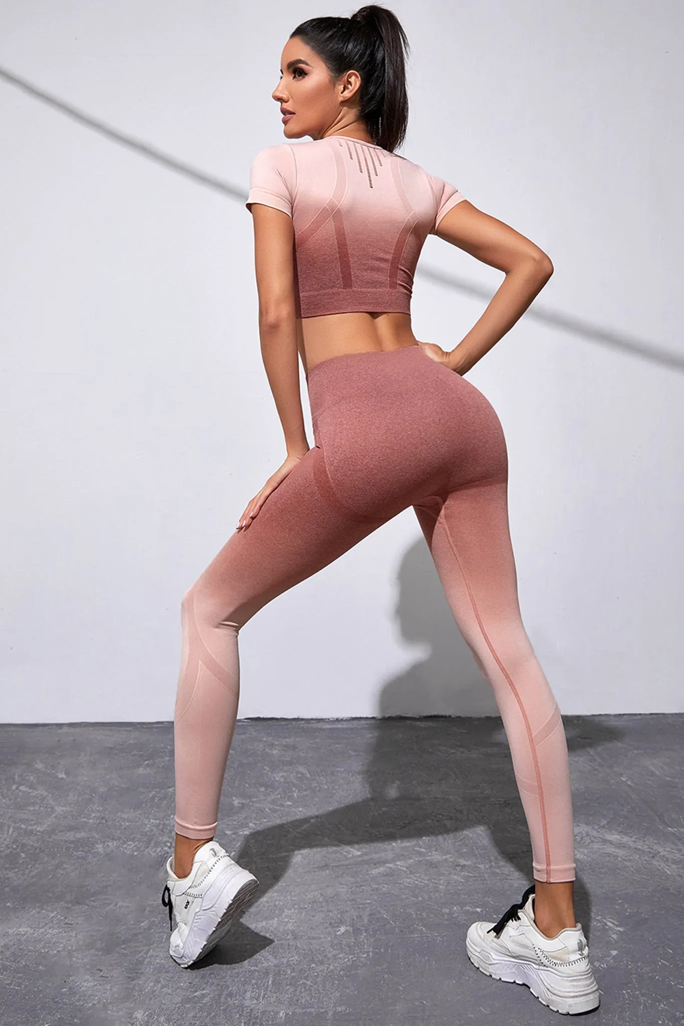 Gradient Seamless Workout Set - Pink