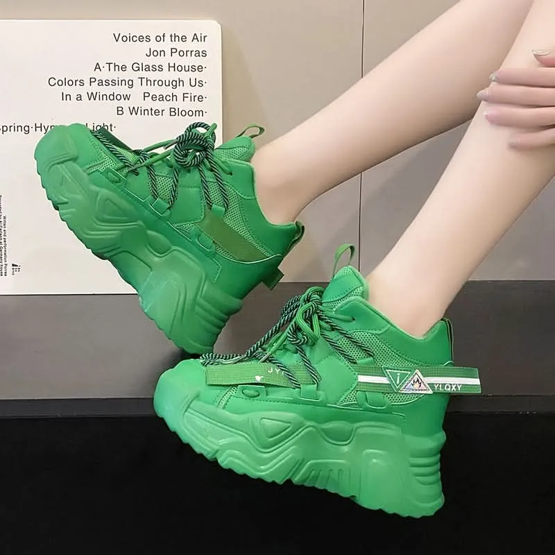 Green Wedges for Women - High Platform
