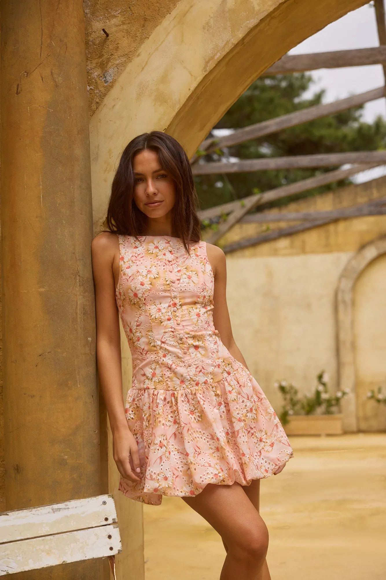 Heavenly Drift Floral Mini Dress Pink