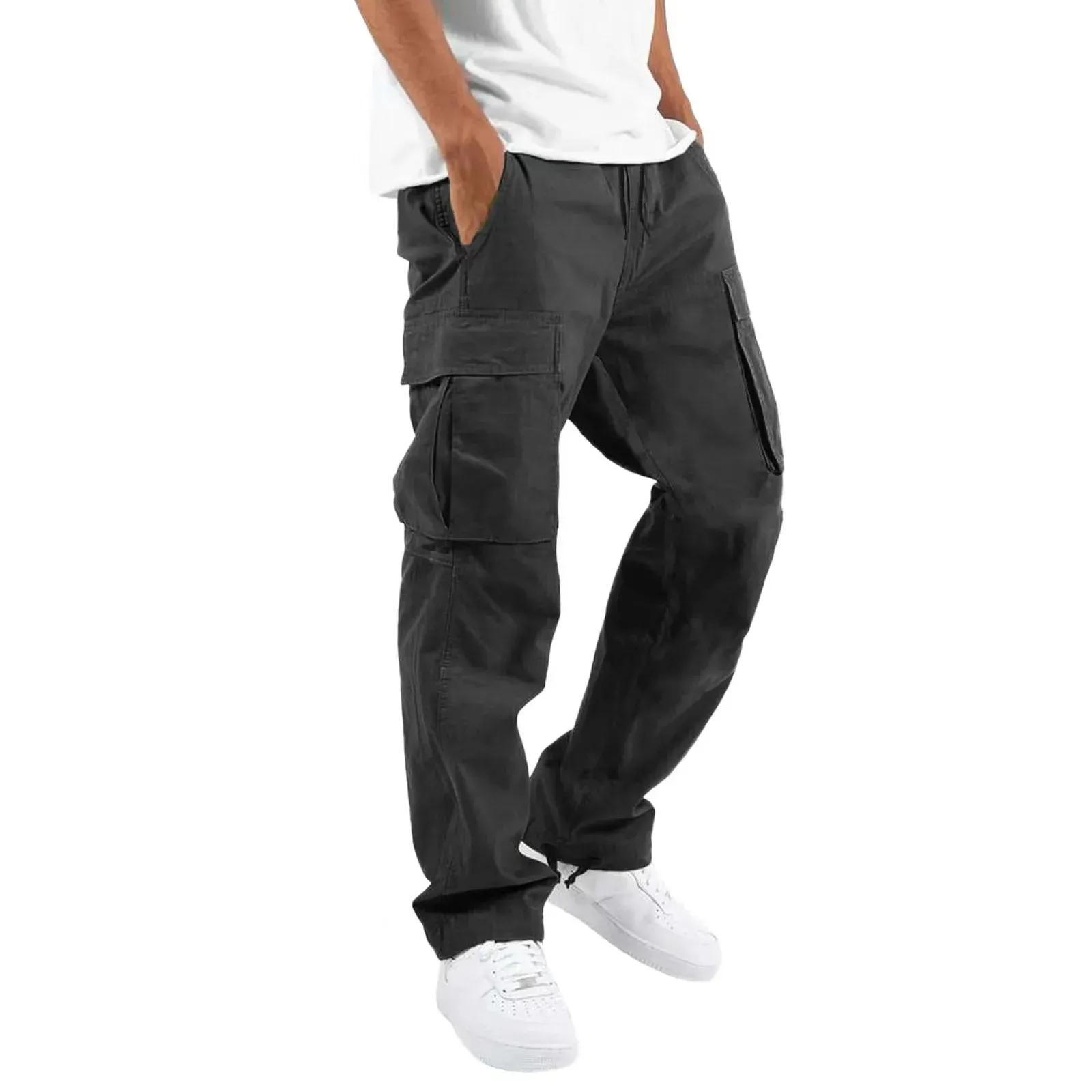 Herdraa - Cargo Broek Heren – Casual Wijde Pasvorm met Zakken, Verstelbare Taille