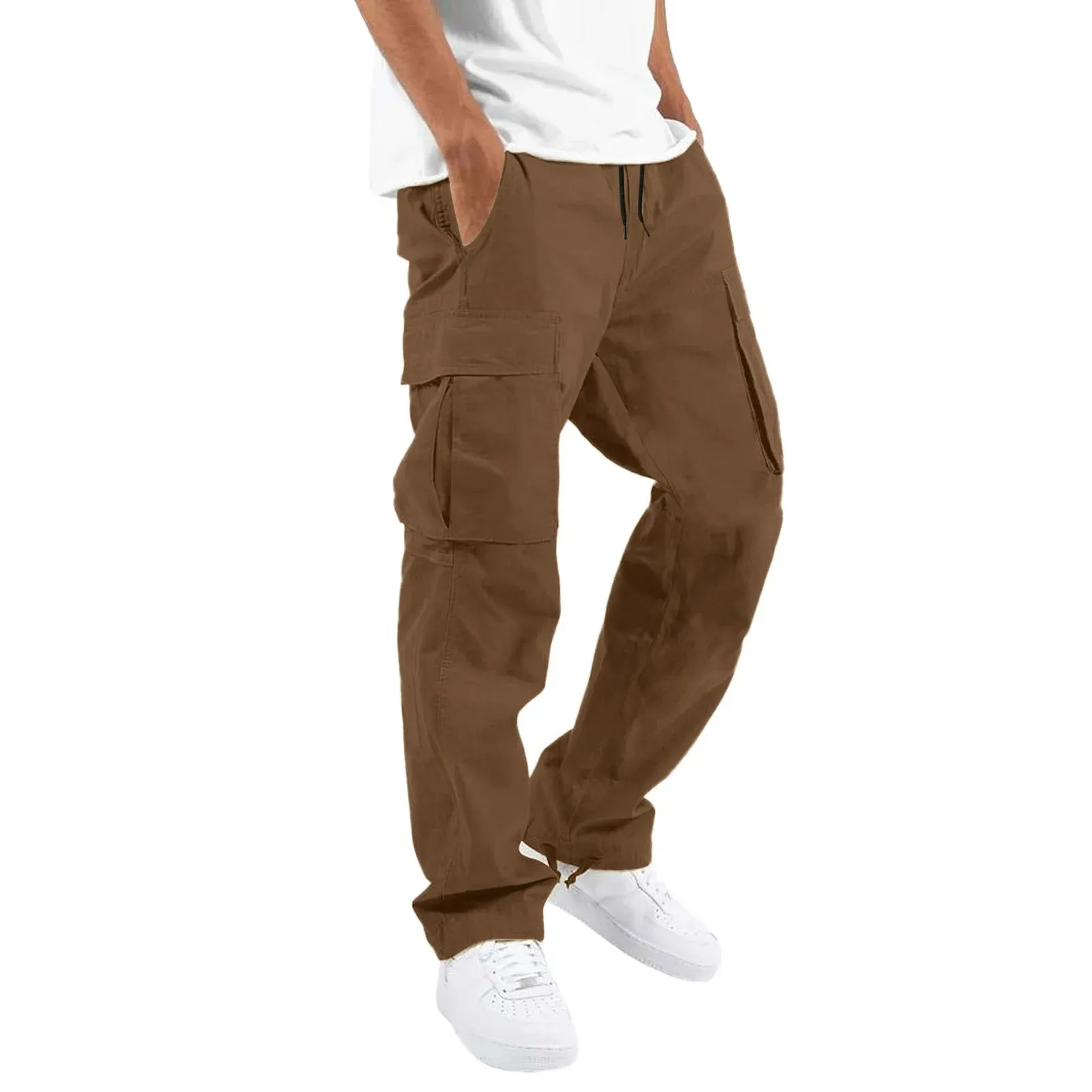 Herdraa - Cargo Broek Heren – Casual Wijde Pasvorm met Zakken, Verstelbare Taille