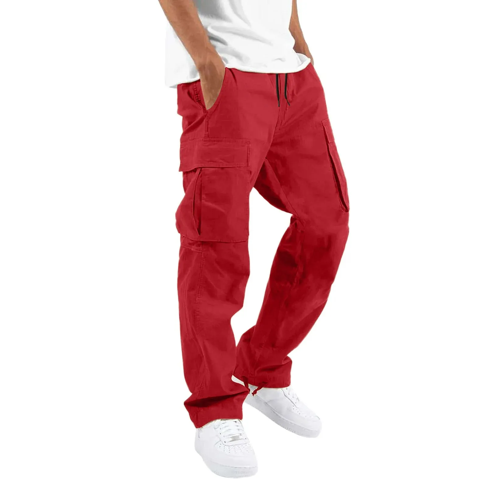 Herdraa - Cargo Broek Heren – Casual Wijde Pasvorm met Zakken, Verstelbare Taille