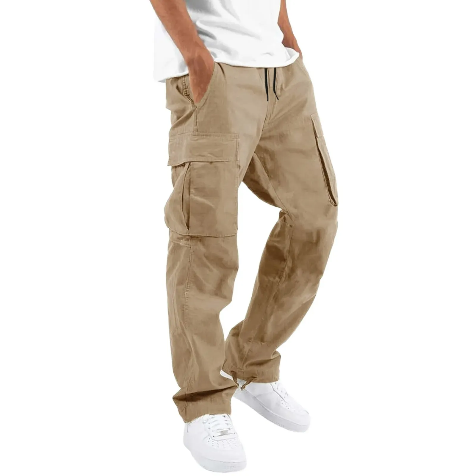 Herdraa - Cargo Broek Heren – Casual Wijde Pasvorm met Zakken, Verstelbare Taille
