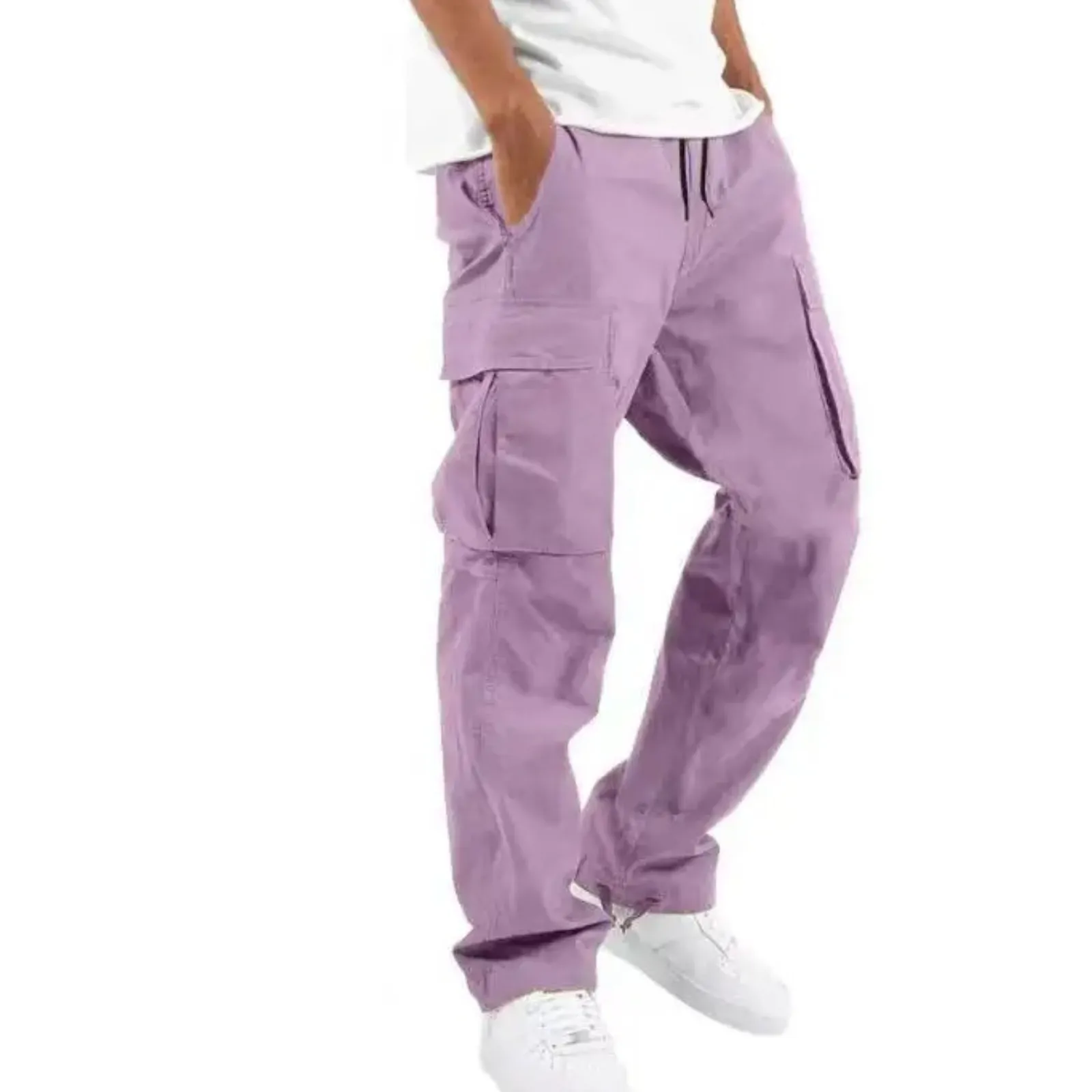 Herdraa - Cargo Broek Heren – Casual Wijde Pasvorm met Zakken, Verstelbare Taille