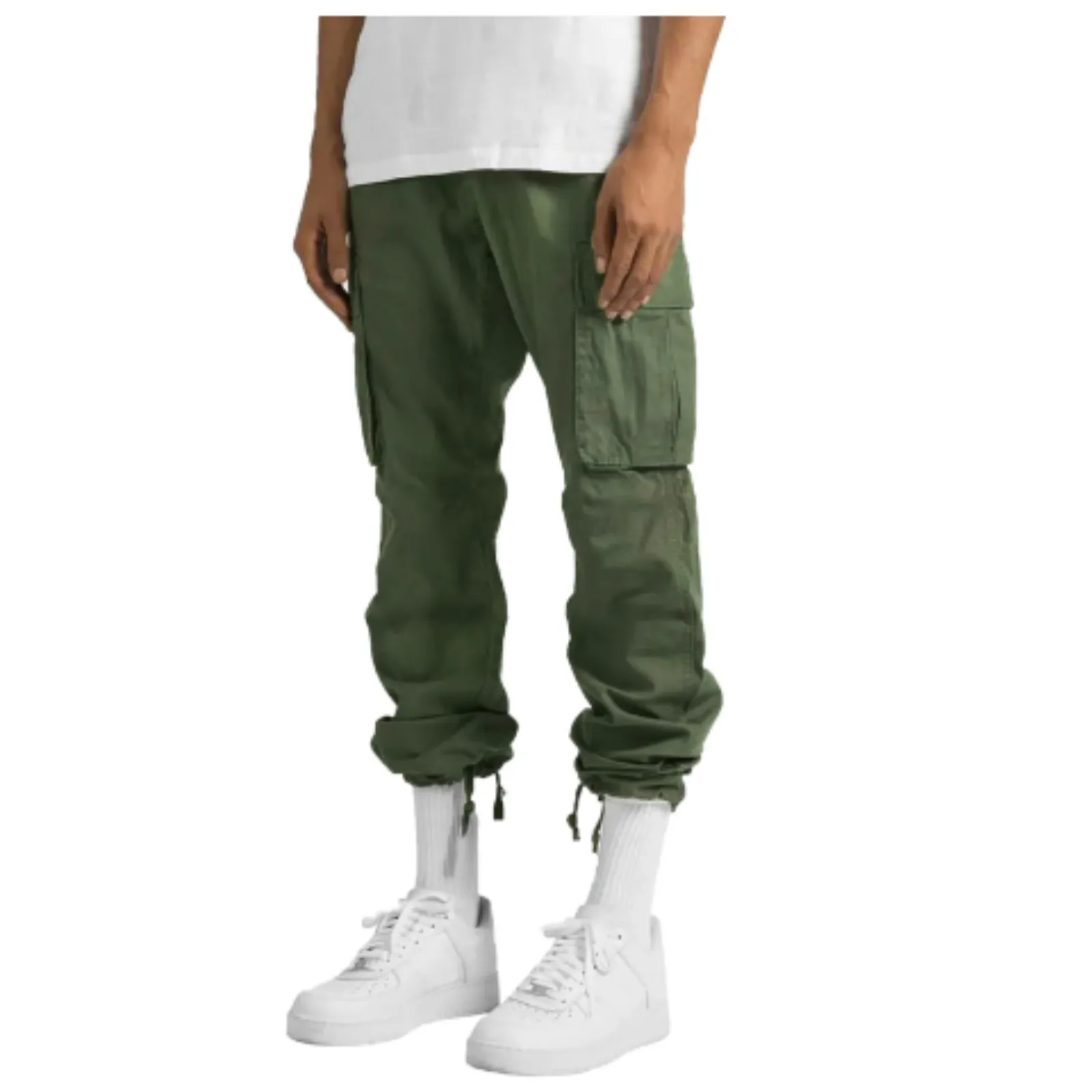 Herdraa - Cargo Broek Heren – Casual Wijde Pasvorm met Zakken, Verstelbare Taille