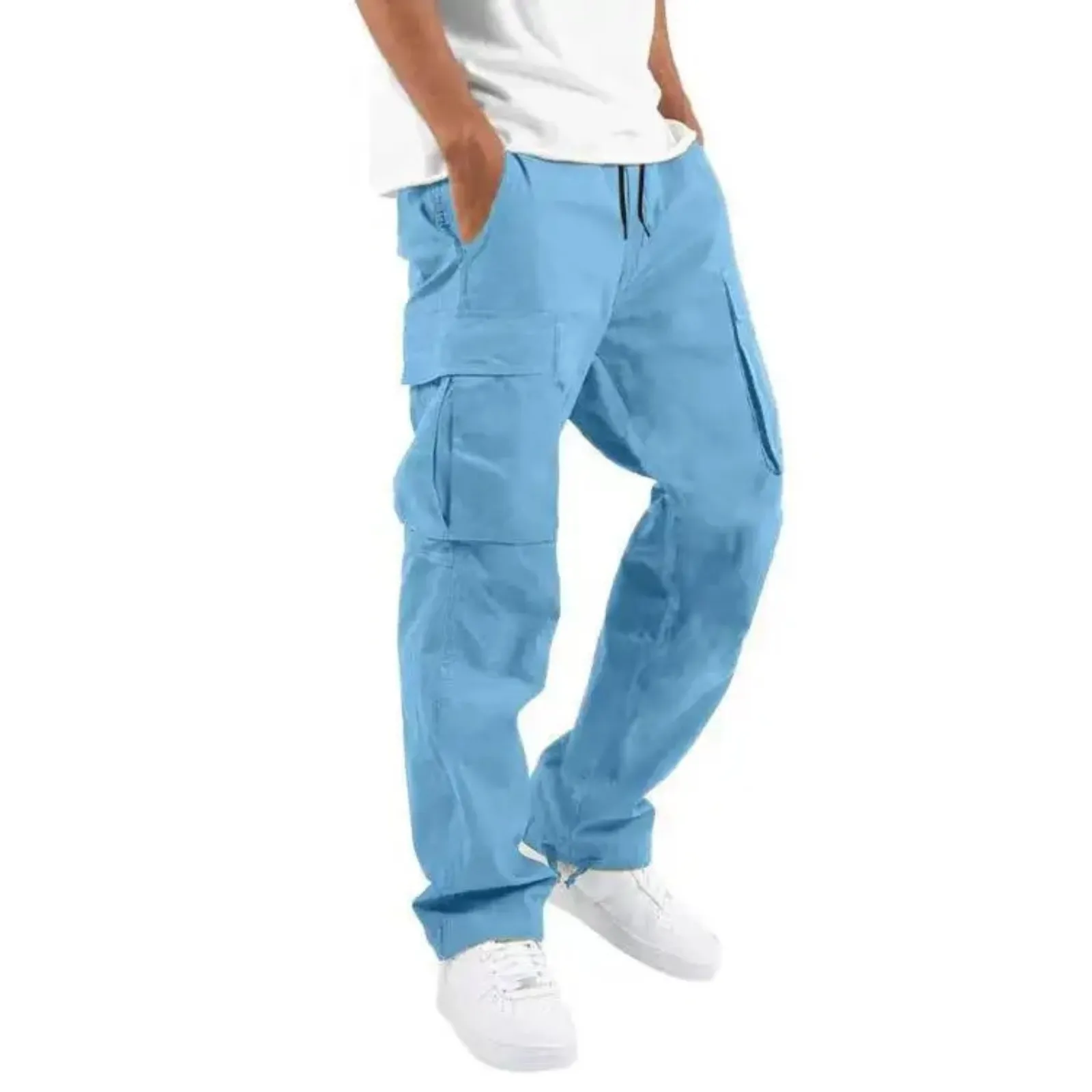 Herdraa - Cargo Broek Heren – Casual Wijde Pasvorm met Zakken, Verstelbare Taille