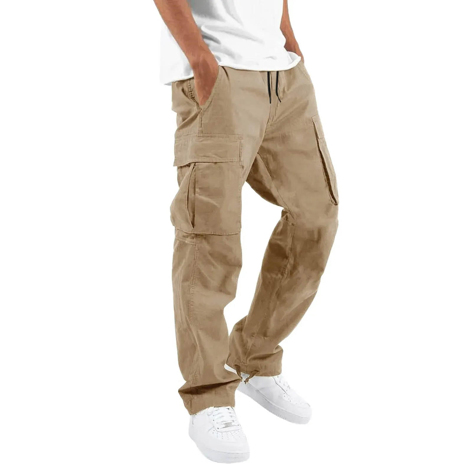 Herdraa - Cargo Broek Heren – Casual Wijde Pasvorm met Zakken, Verstelbare Taille