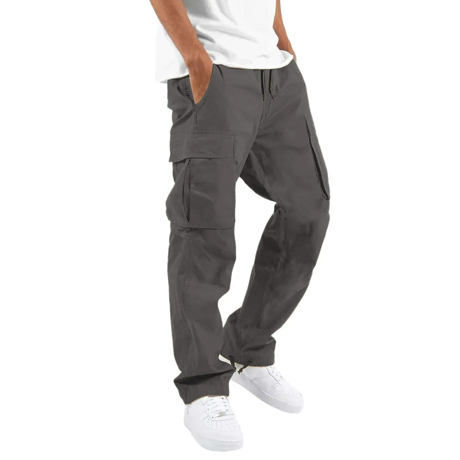 Herdraa - Cargo Broek Heren – Casual Wijde Pasvorm met Zakken, Verstelbare Taille