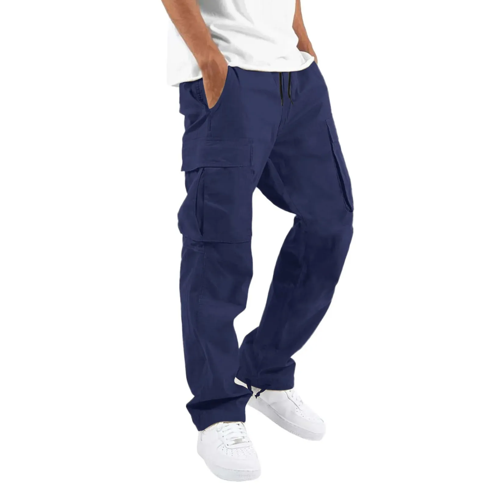 Herdraa - Cargo Broek Heren – Casual Wijde Pasvorm met Zakken, Verstelbare Taille