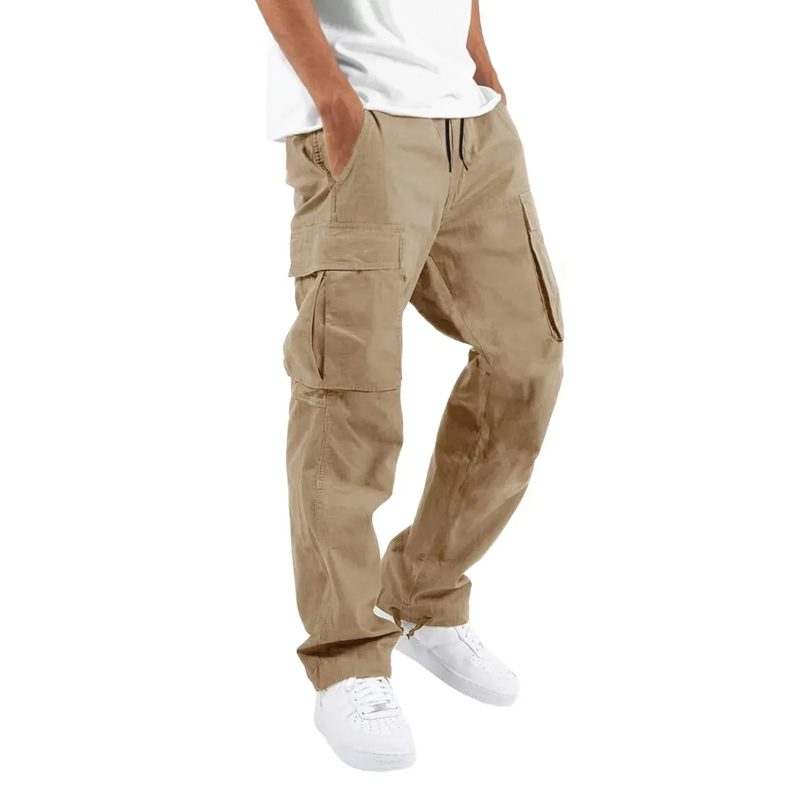 Herdraa - Cargo Broek Heren – Casual Wijde Pasvorm met Zakken, Verstelbare Taille