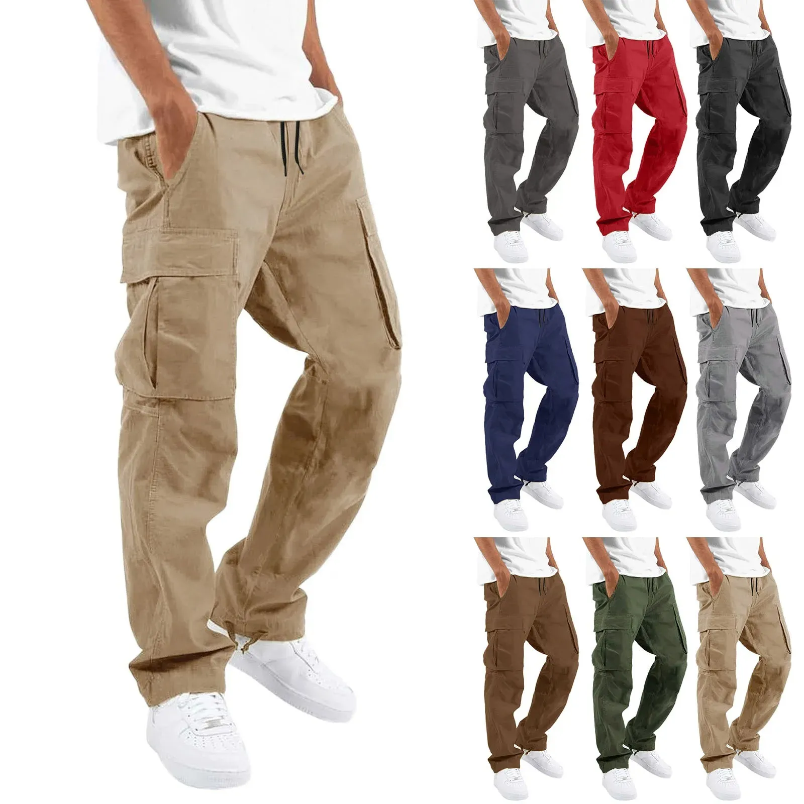 Herdraa - Cargo Broek Heren – Casual Wijde Pasvorm met Zakken, Verstelbare Taille