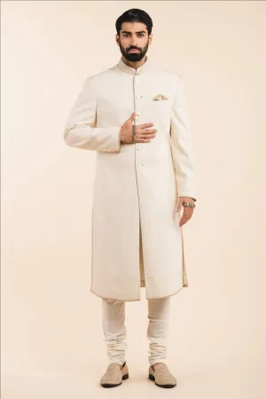 Ivory All Over Textured Sherwani