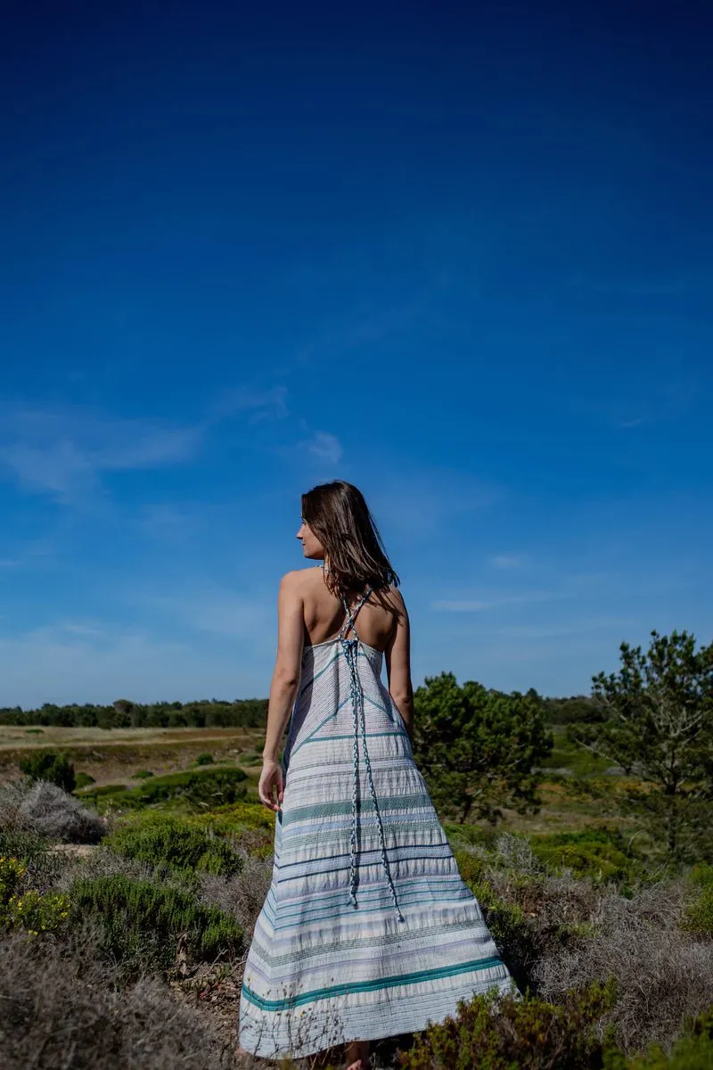 Josefin Halter Dress in Green Stripes