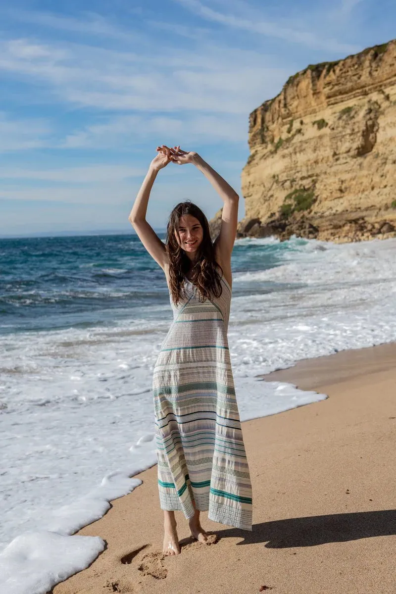 Josefin Halter Dress in Green Stripes