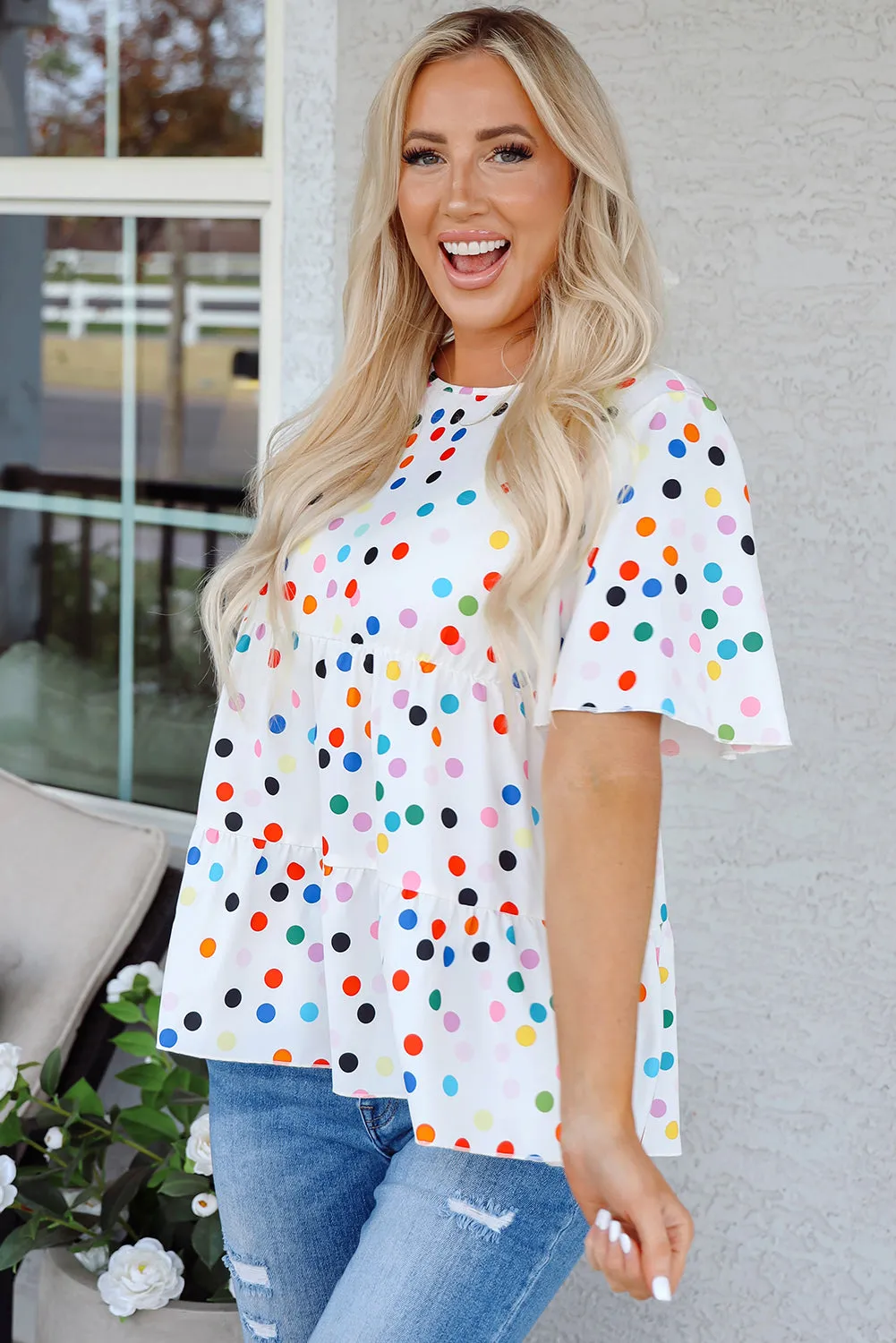 Keira Polka Dot Babydoll Blouse
