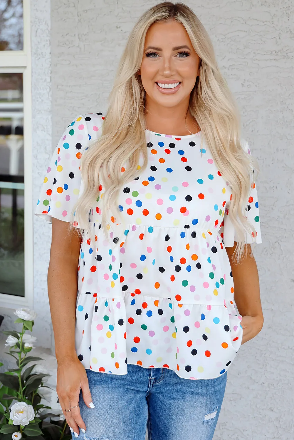 Keira Polka Dot Babydoll Blouse