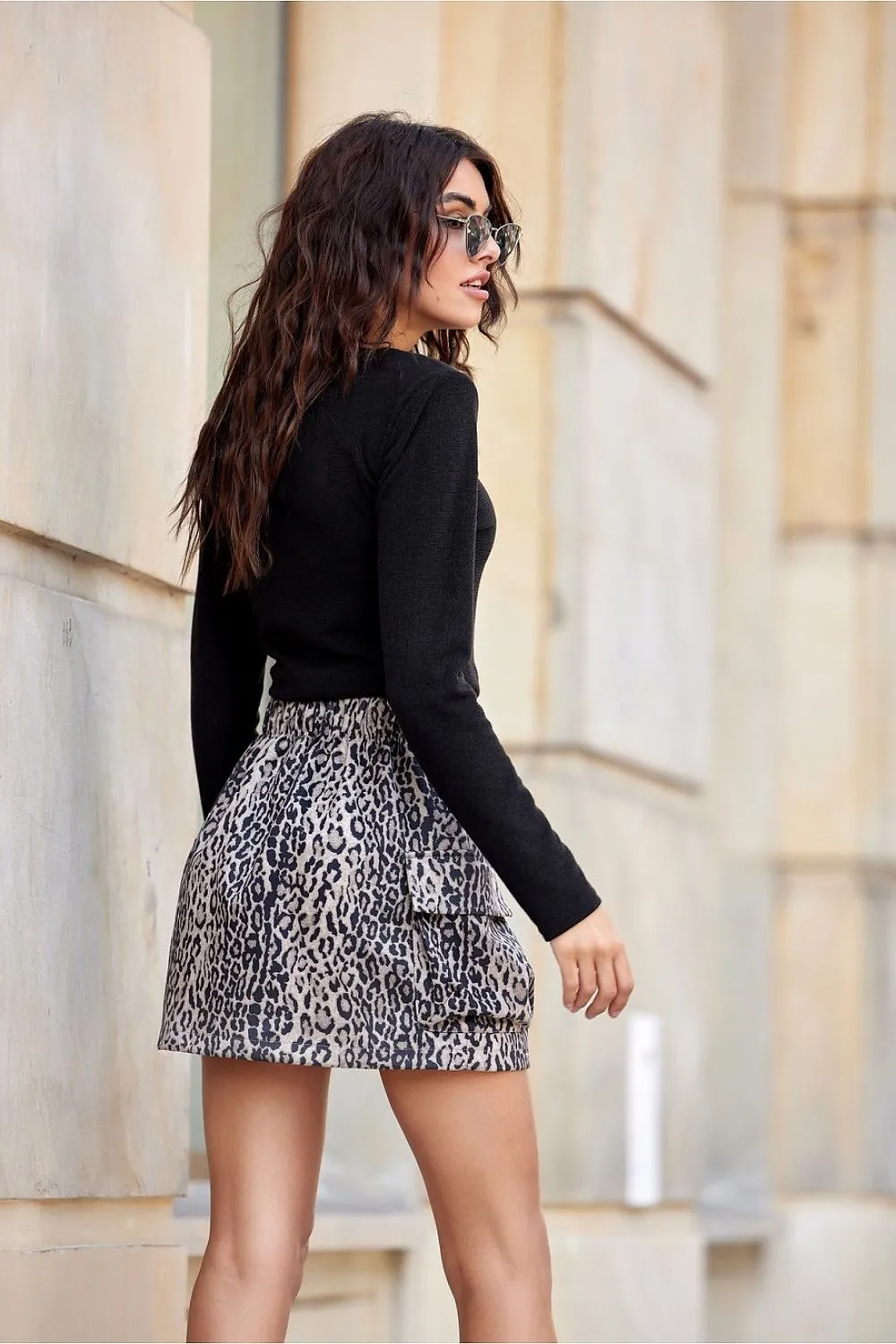 Leopard Print Short Mini Skirt by Roco Fashion