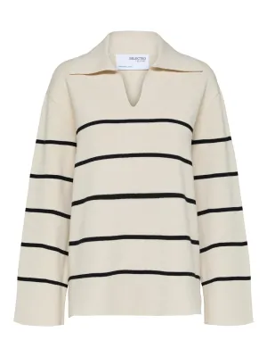 Liva Eja Ls Knit Collar - Birch/Black