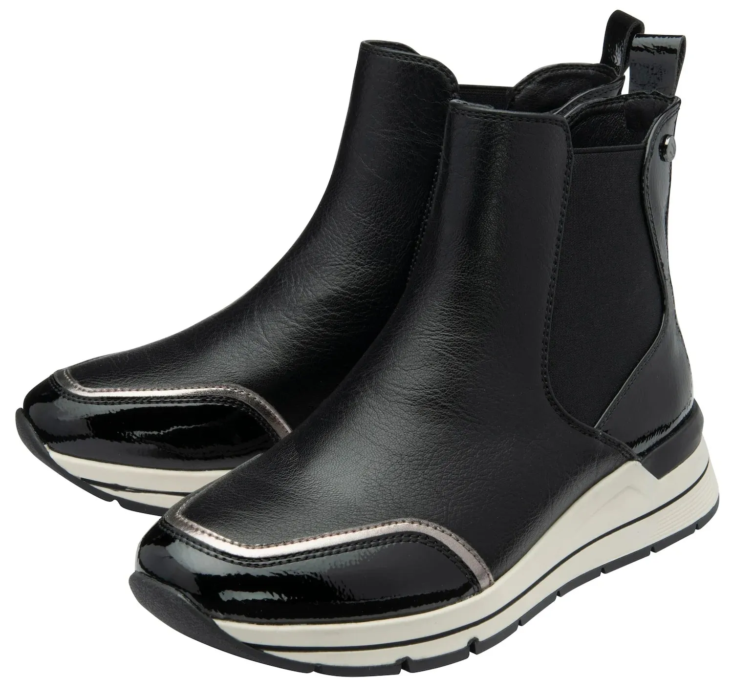 Lotus Ivana Black Wedge Trainer Style Chelsea Boot with Zip