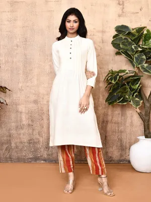 Luna Off-White Cotton Handloom 2-Piece Kurta Set