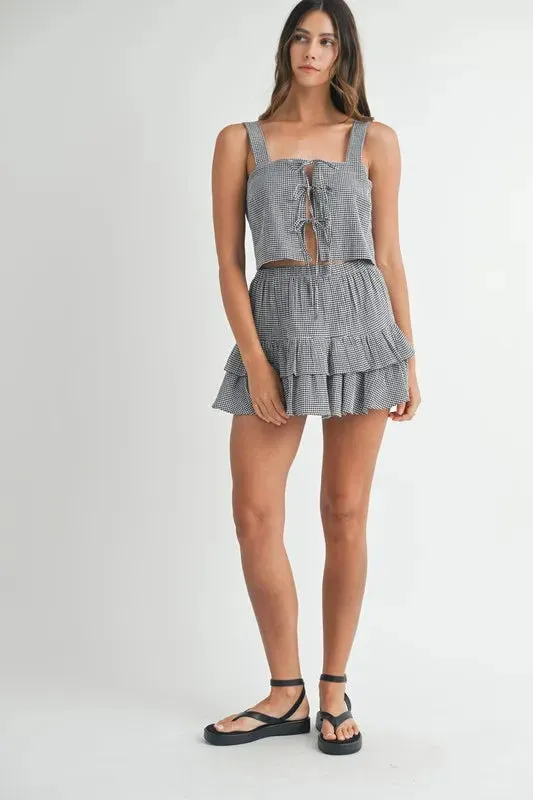 MABLE Gingham Plaid Crop Top and Mini Skirt Set
