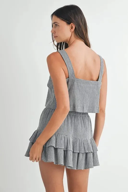 MABLE Gingham Plaid Crop Top and Mini Skirt Set