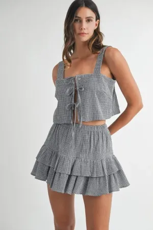 MABLE Gingham Plaid Crop Top and Mini Skirt Set