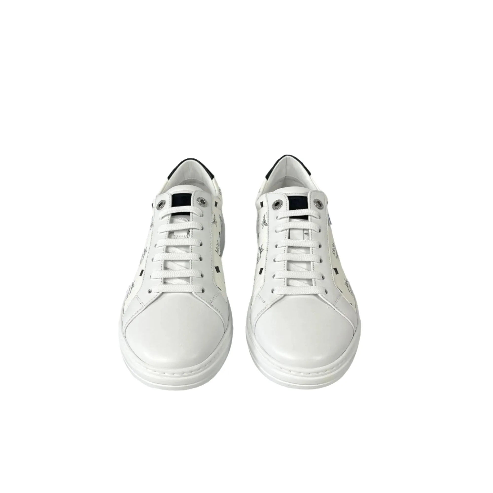 MCM Terrain Derby Visetos White Leather Low Top Sneakers