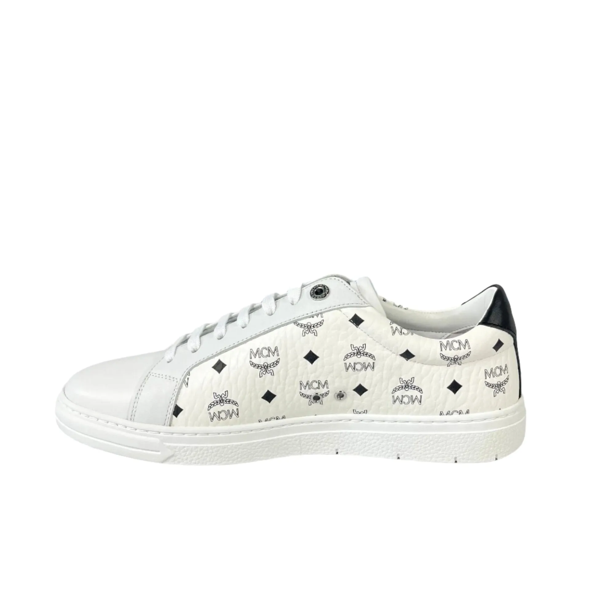 MCM Terrain Derby Visetos White Leather Low Top Sneakers