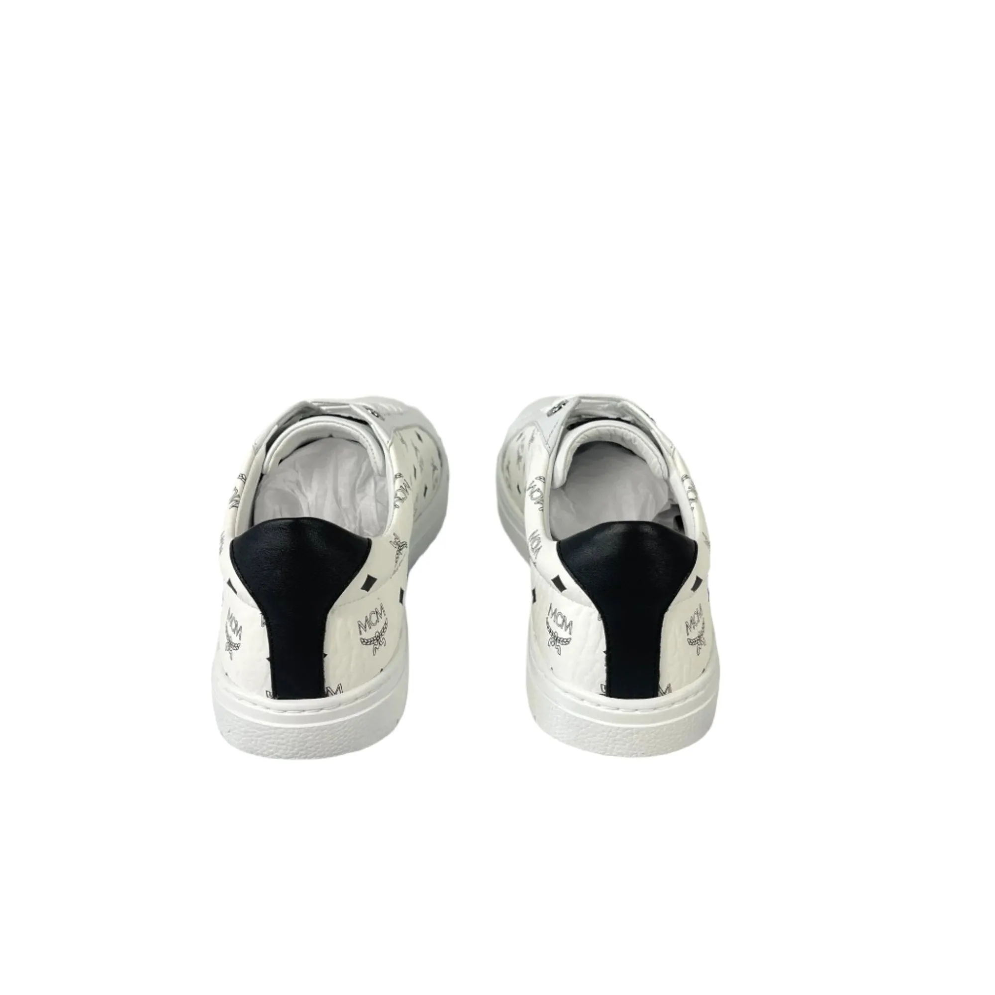 MCM Terrain Derby Visetos White Leather Low Top Sneakers