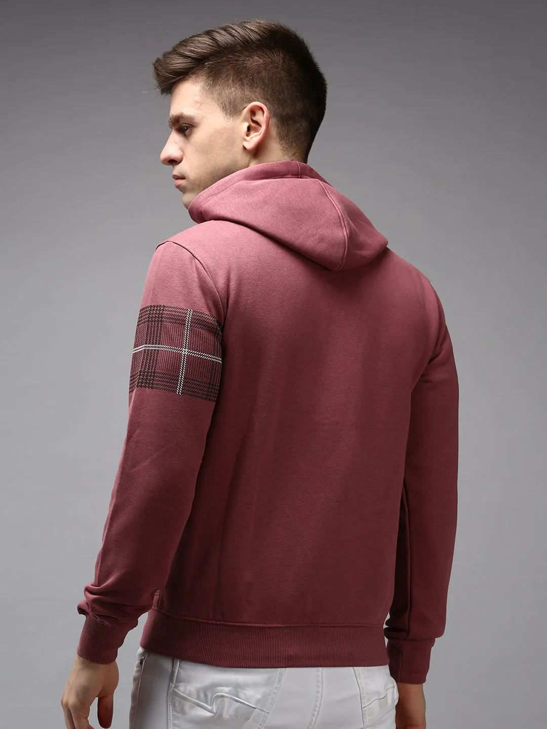 Men Purple Checked Sweatshirt