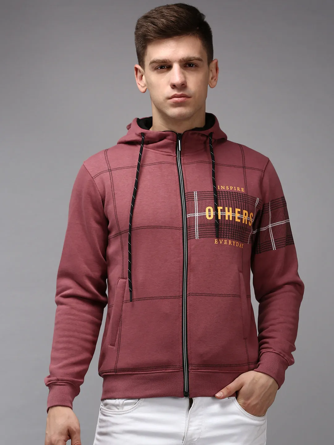 Men Purple Checked Sweatshirt