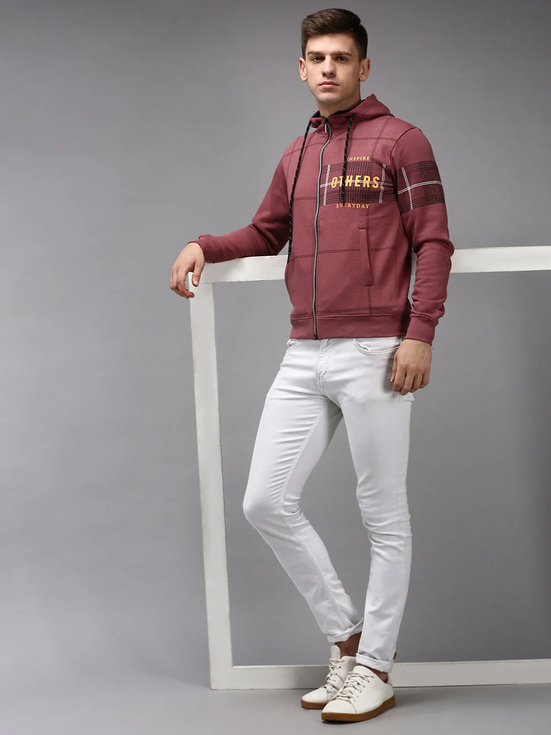 Men Purple Checked Sweatshirt