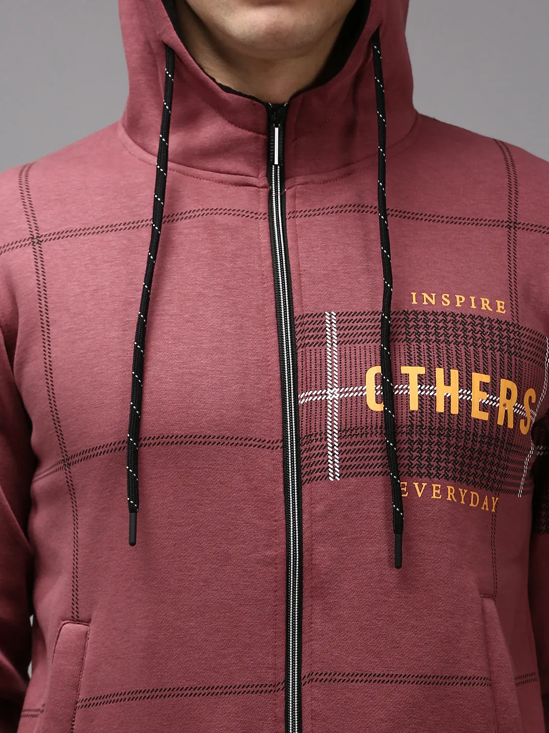 Men Purple Checked Sweatshirt