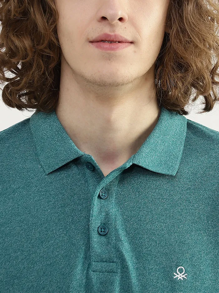 MEN TEXTURED POLO COLLAR T-SHIRT