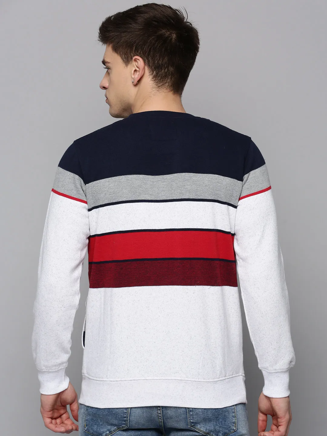 Men White Colourblock Sweatshirt