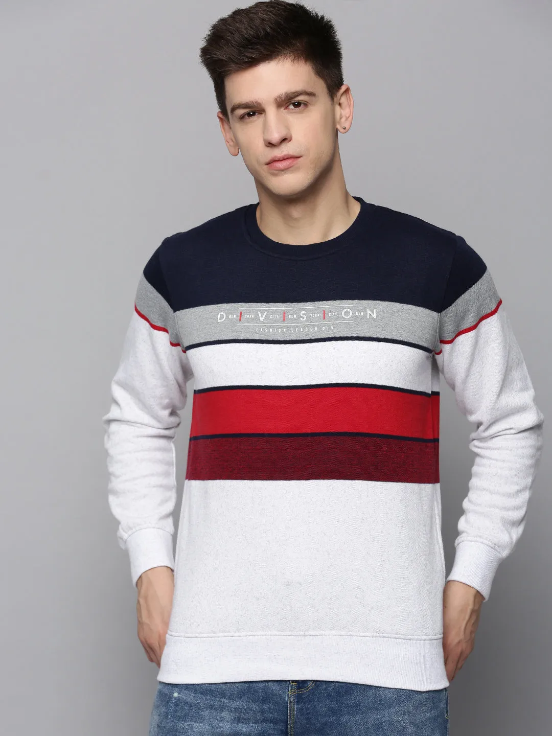 Men White Colourblock Sweatshirt