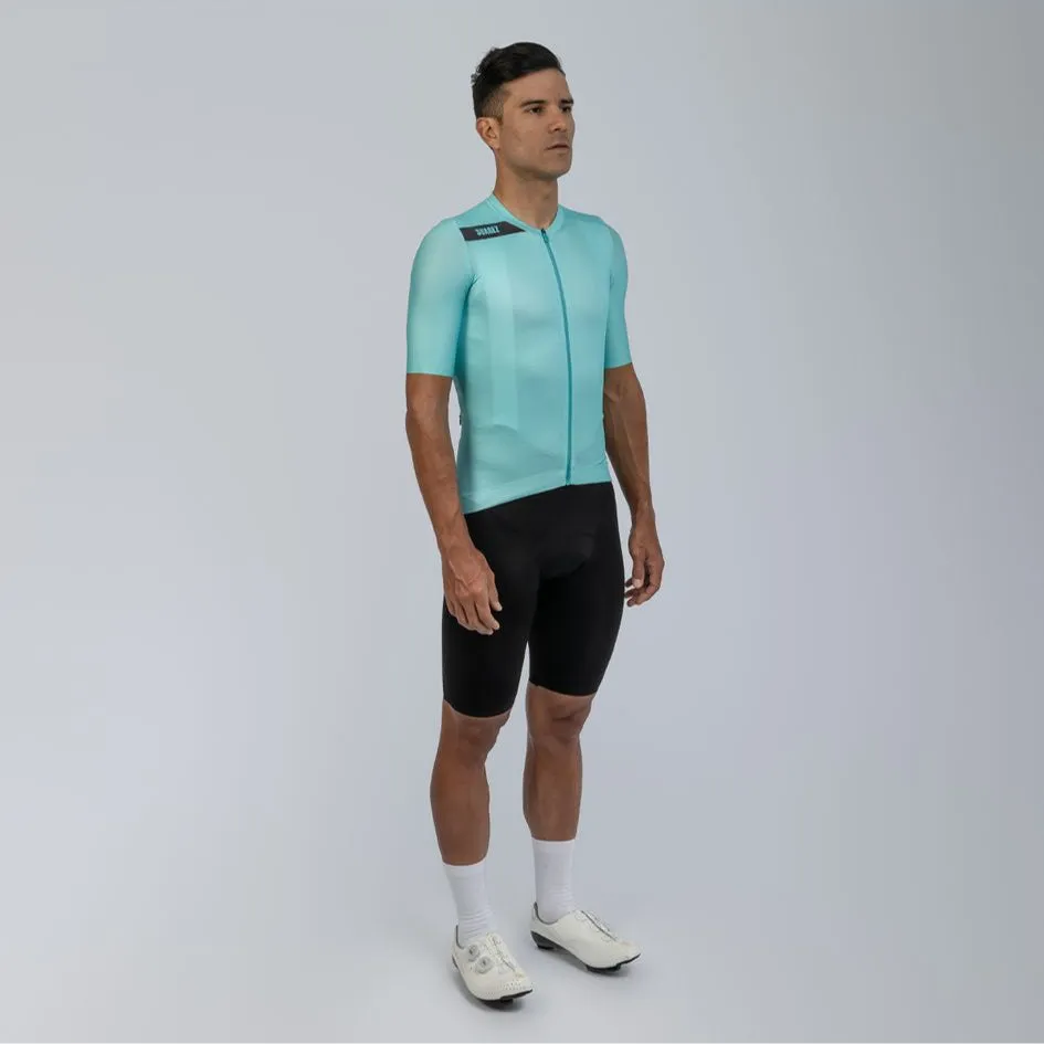 Men's Avant Solid Cream Turquoise Short Sleeve Cycling Jersey by Suarez