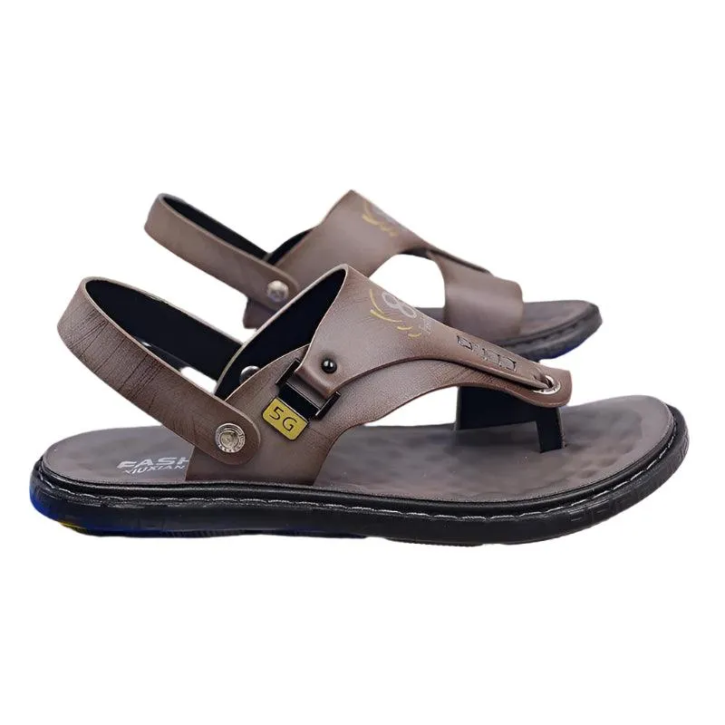 Men's Summer Water Trekking Beach Sandals-Anti-Slip Soft Sole Leather Flip Flops