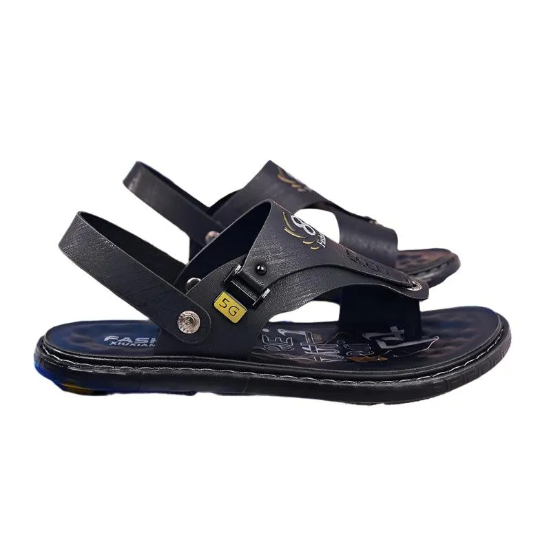 Men's Summer Water Trekking Beach Sandals-Anti-Slip Soft Sole Leather Flip Flops