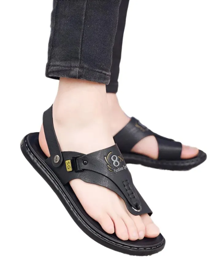 Men's Summer Water Trekking Beach Sandals-Anti-Slip Soft Sole Leather Flip Flops