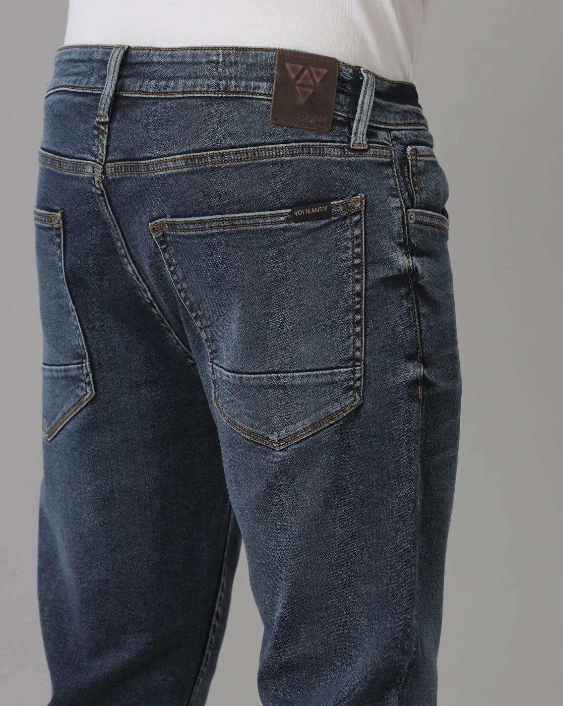 Men's Track Cropped Skinny Indigo Jeans