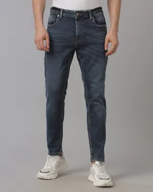 Men's Track Cropped Skinny Indigo Jeans