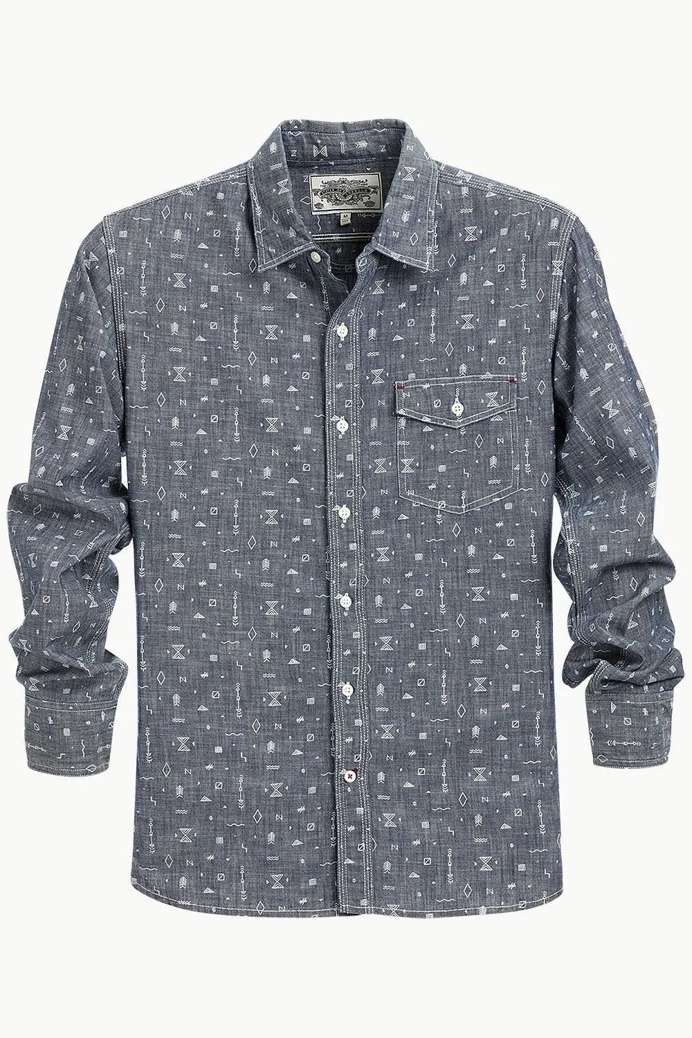 Men's Tribal Printed Denim Shirt