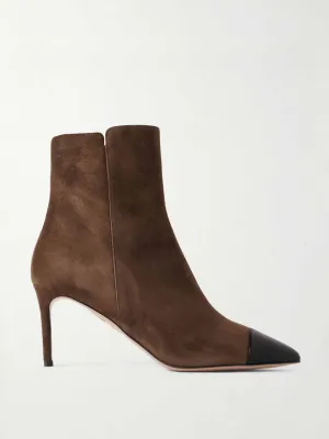 Milanese leather-trimmed suede ankle boots
