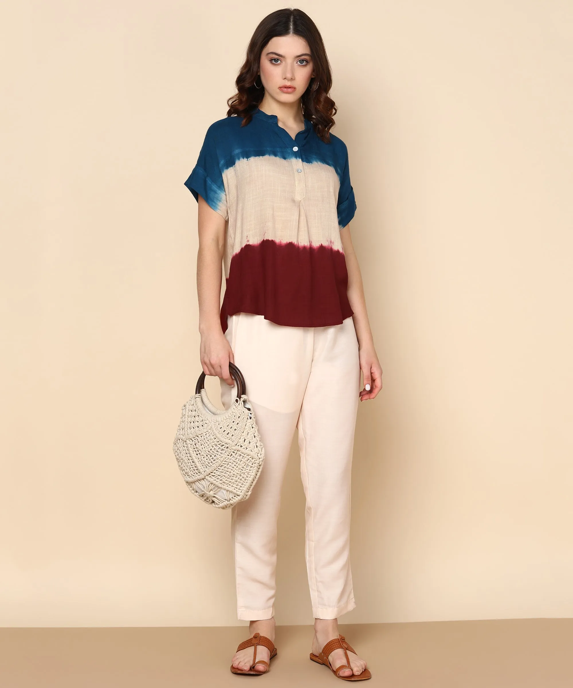 Multicolour Tie-Dye Rayon Staple Top