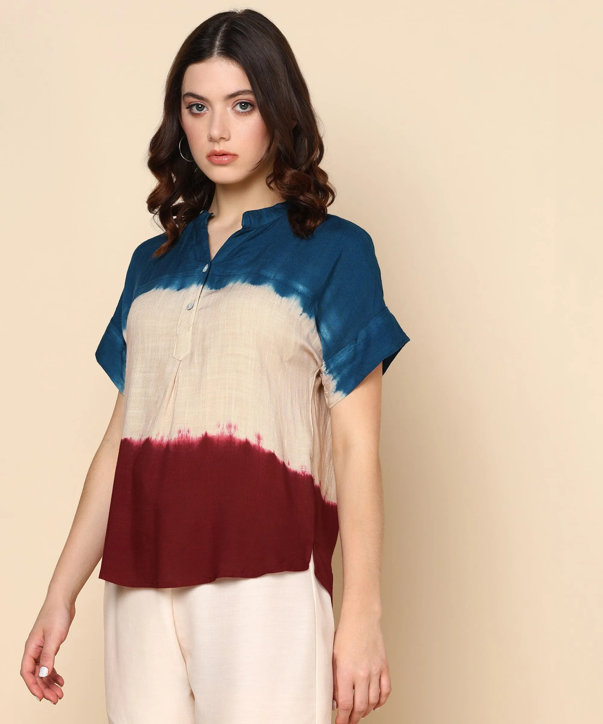 Multicolour Tie-Dye Rayon Staple Top