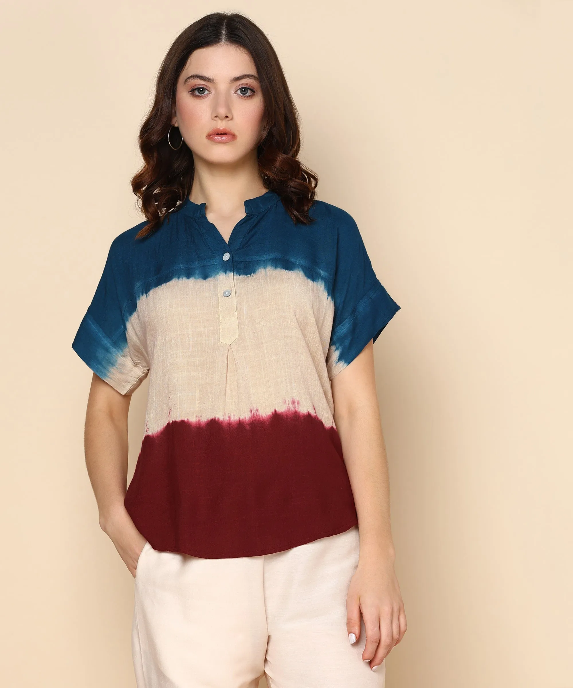 Multicolour Tie-Dye Rayon Staple Top