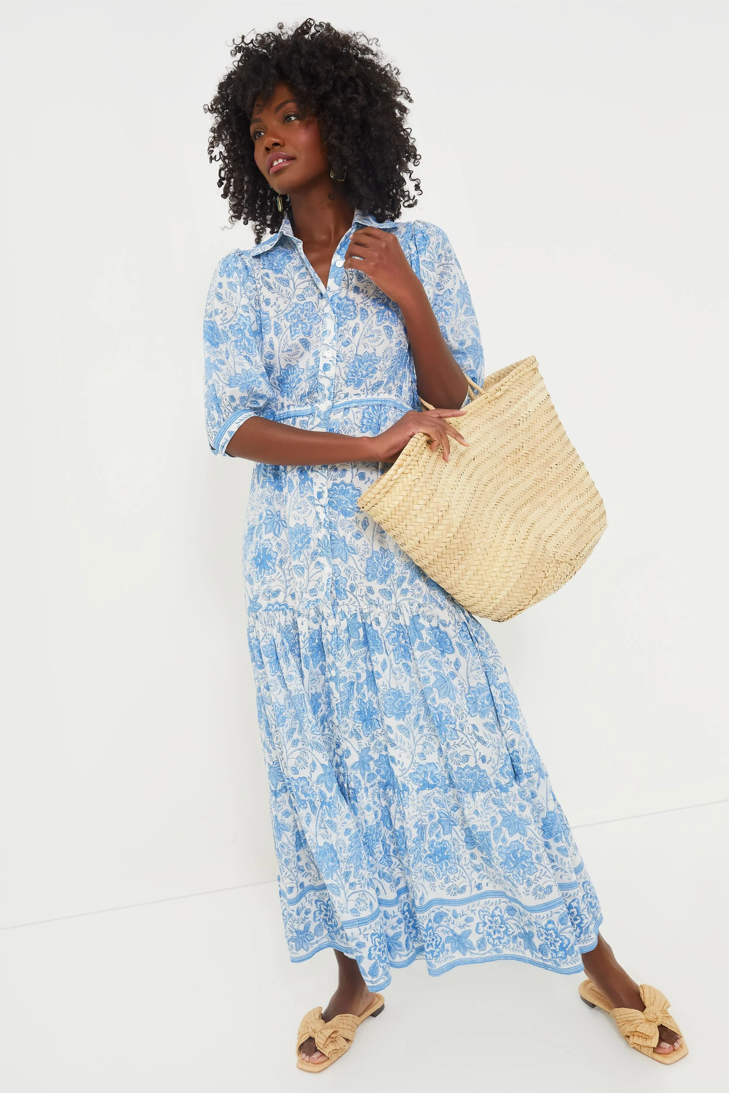 Natural Pleated Straw Daphne Flats