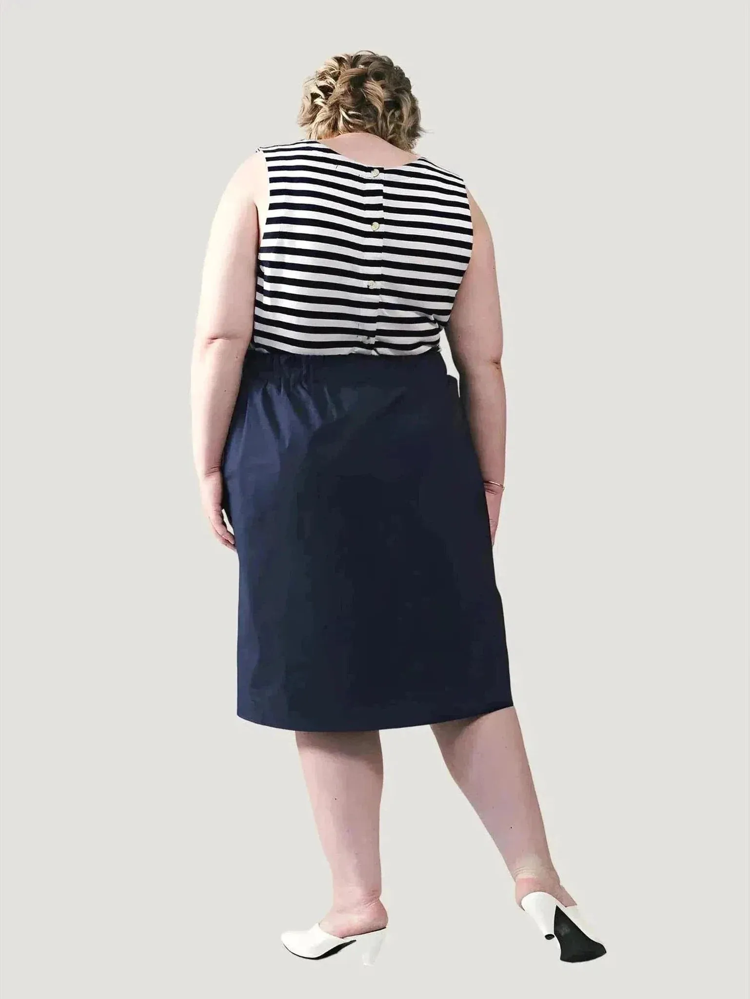 Plus Size Tokyo Skirt | 97% Organic Cotton Blend | Feminine Faux-Wrap with Side Pockets | One Posh Closet